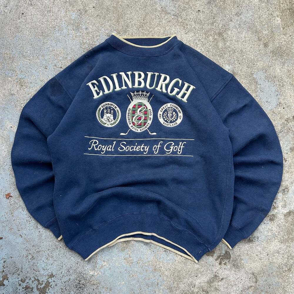 Vintage Edinburgh Golf Ringer Crewneck Sweatshirt Y2K